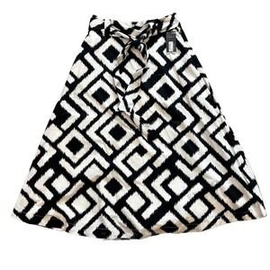 Worthington Womens Black White Ikat Geo Print Style Skirt Sz 10 New Aztec Long